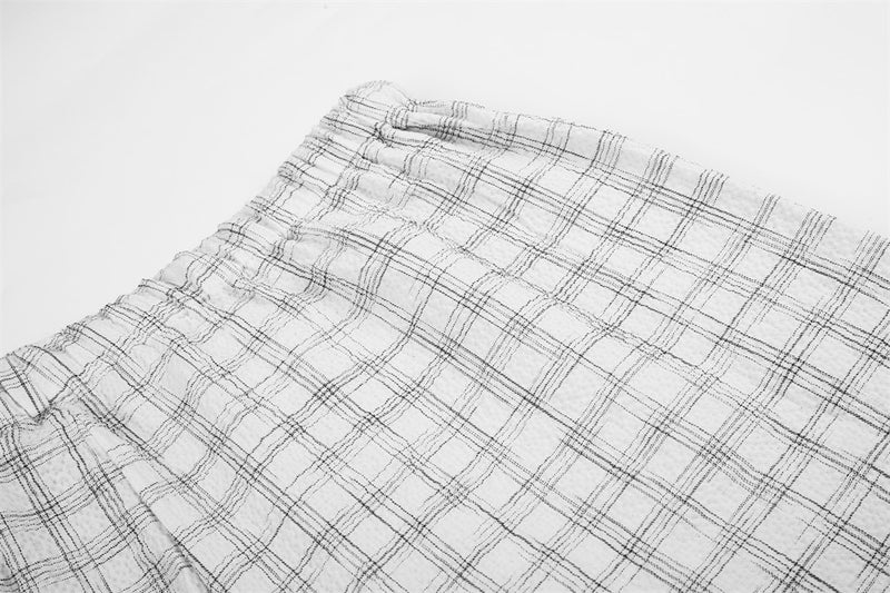 Plaid Wide-Leg Pants – Men's Straight-Fit Casual Trousers