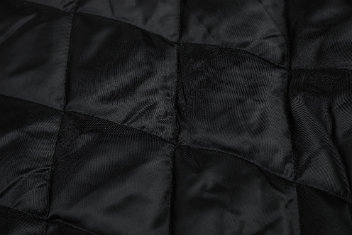 Pinstripe Zip-Up Bomber Jacket with Sherpa Collar & Pocket Trim