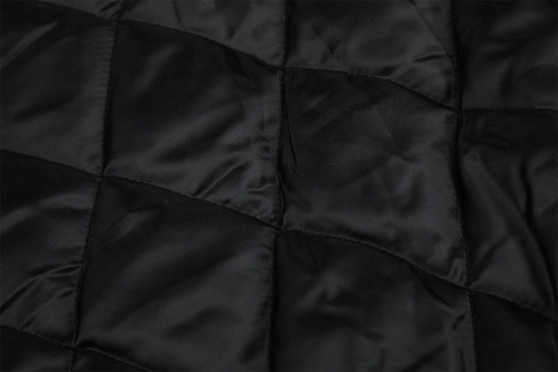 Pinstripe Zip-Up Bomber Jacket with Sherpa Collar & Pocket Trim