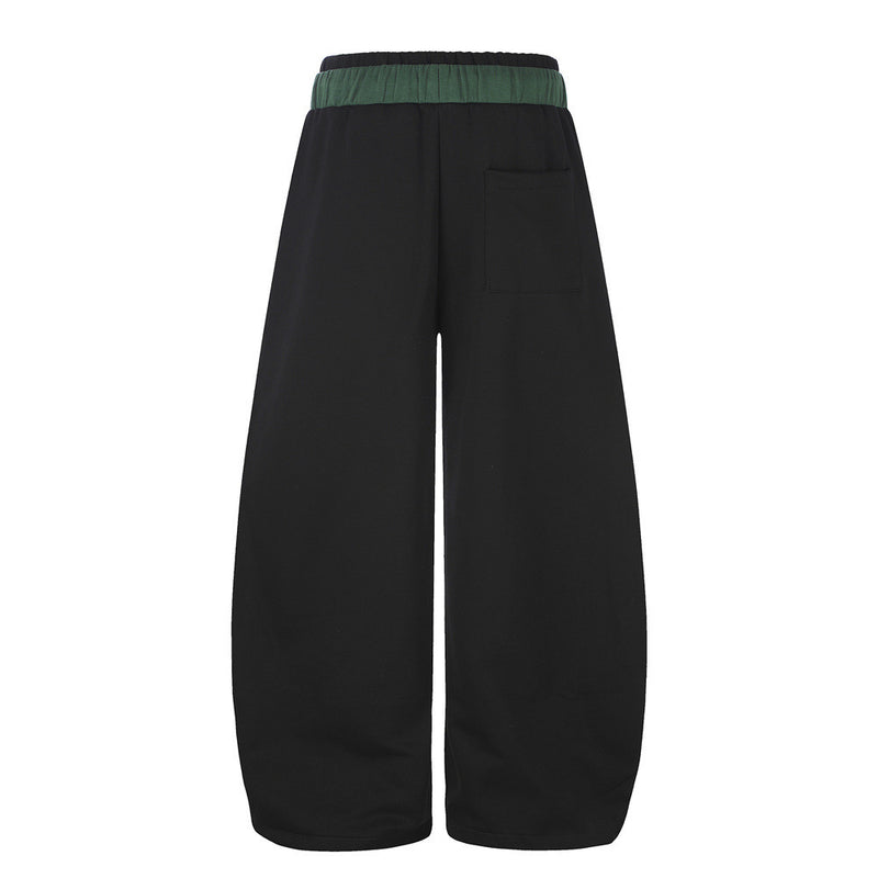 Wide-Leg Sweatpants with Badge Embroidery – Men's Streetwear Tapered Joggers
