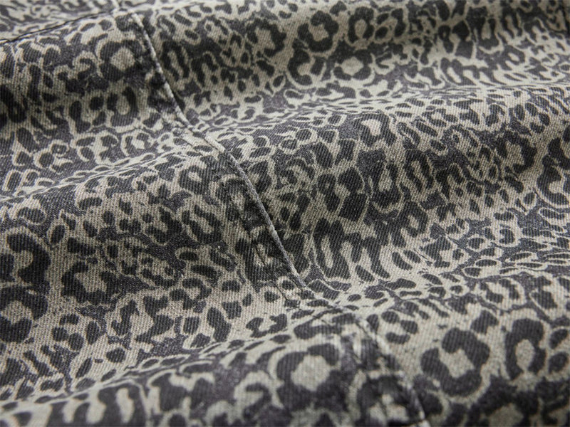 Leopard Print Wide-Leg Jeans – Vintage Washed Oversized Baggy Denim Pants