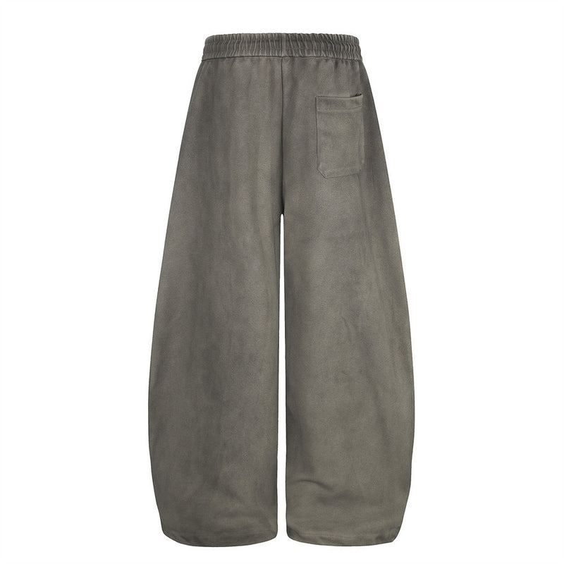 Wide-Leg Graffiti Print Sweatpants – Washed Gray Baggy Jogger Pants for Men