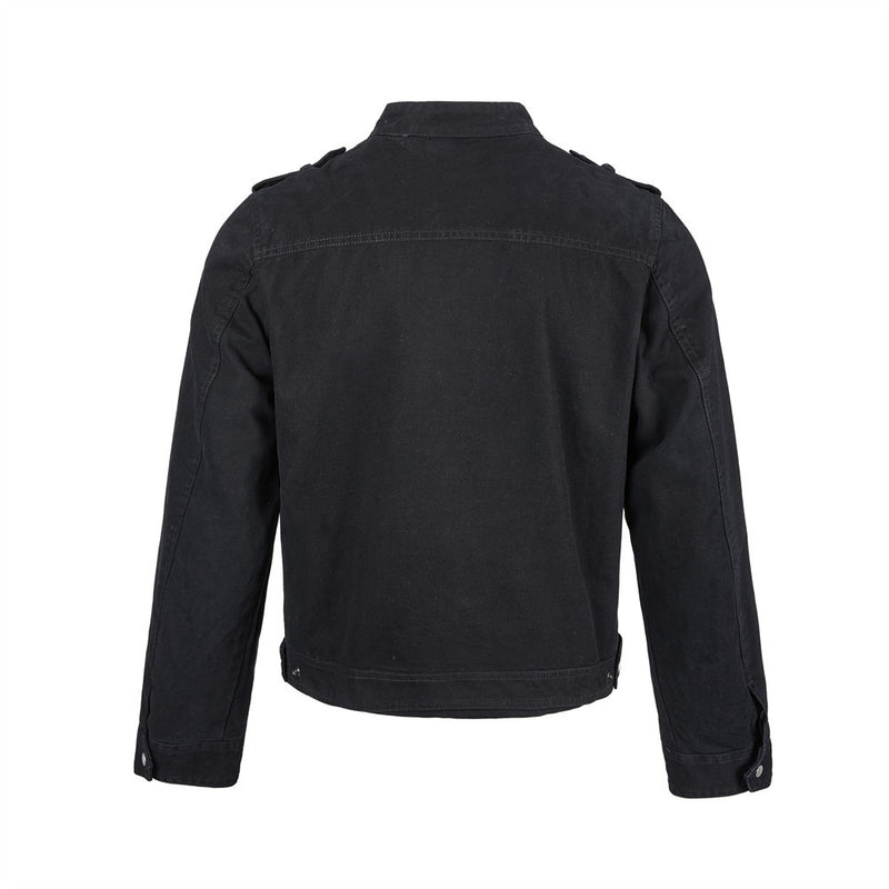 Men's Quilted Panel Moto Biker Jacket – Stand Collar, Asymmetric Snap Closure