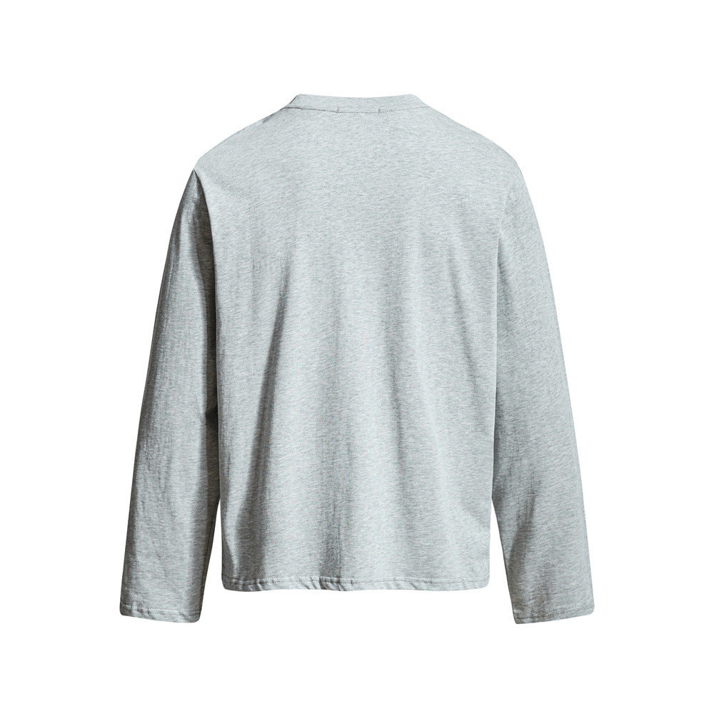 Gothic Letter Print Long Sleeve Tee – Relaxed Fit Crew Neck Graphic Shirt