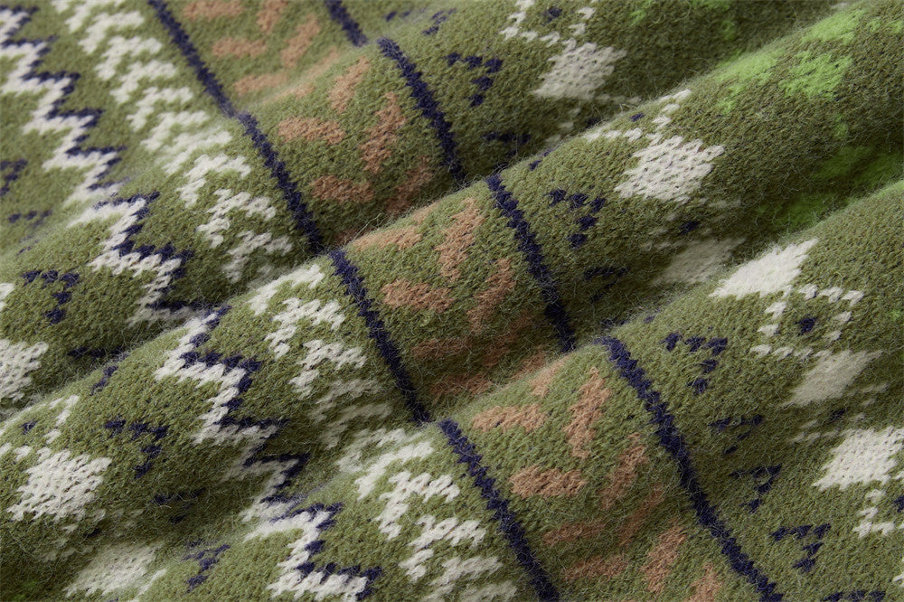 V-Neck Sweater Vest Fair Isle Jacquard Knit Sleeveless Pullover