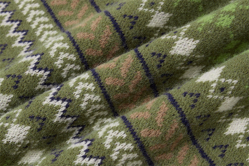 V-Neck Sweater Vest Fair Isle Jacquard Knit Sleeveless Pullover