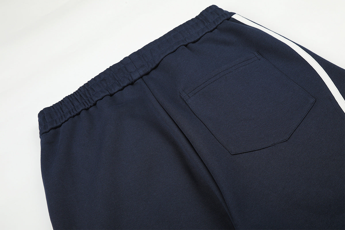 Pantalon de survêtement wide leg à liseré ondulé – Coupe droite décontractée