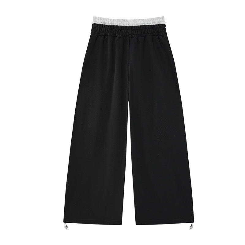 Pantalon de survêtement à jambes larges, graffiti croix et fausse double ceinture