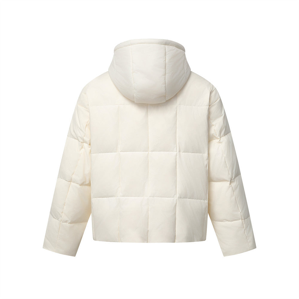 Herren-Pufferjacke mit Steppung – Wintermantel mit Kapuze und durchgehendem Reißverschluss