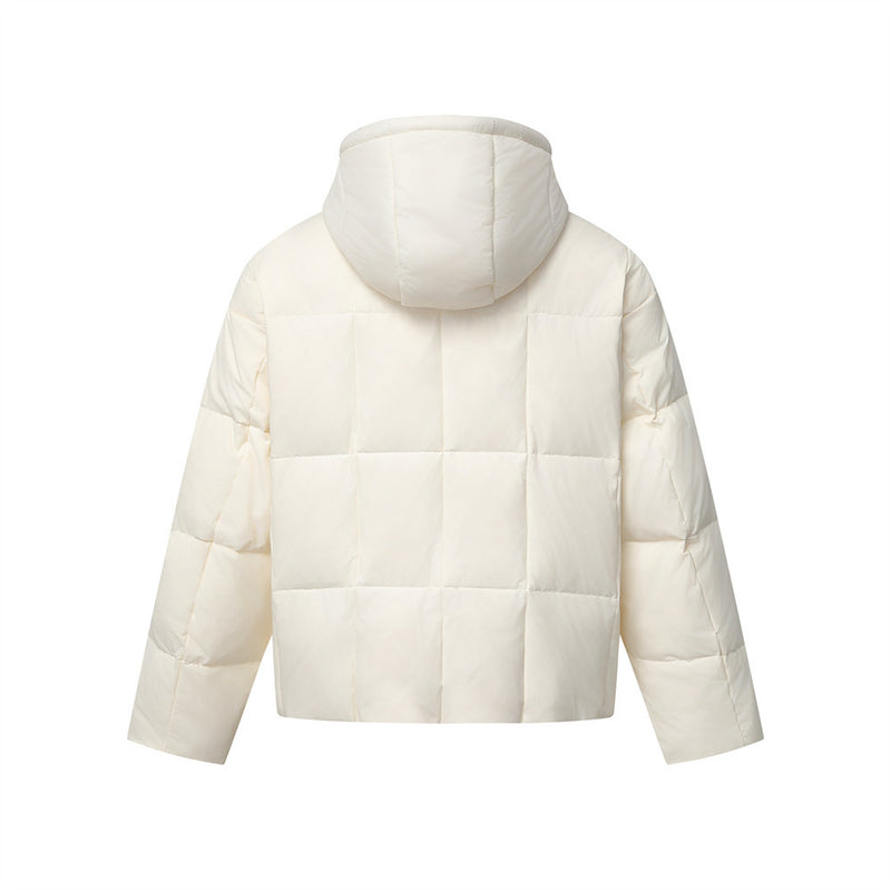 Herren-Pufferjacke mit Steppung – Wintermantel mit Kapuze und durchgehendem Reißverschluss