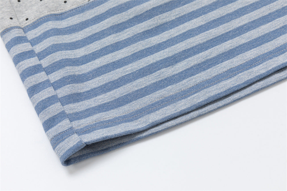 Long Sleeve Polo Shirt Patchwork Striped Color-Block Oversized Top