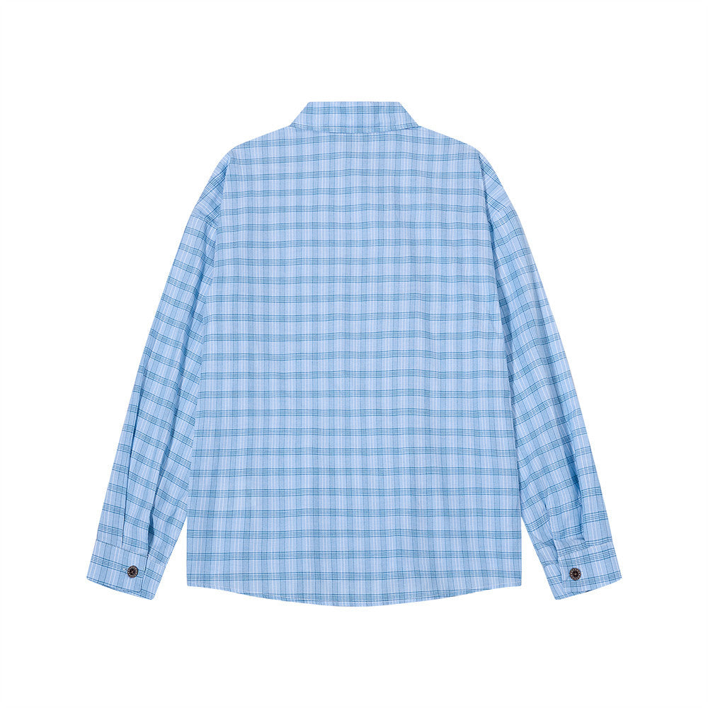 Plaid Long Sleeve Button-Up Shirt – Relaxed Fit Flannel Check