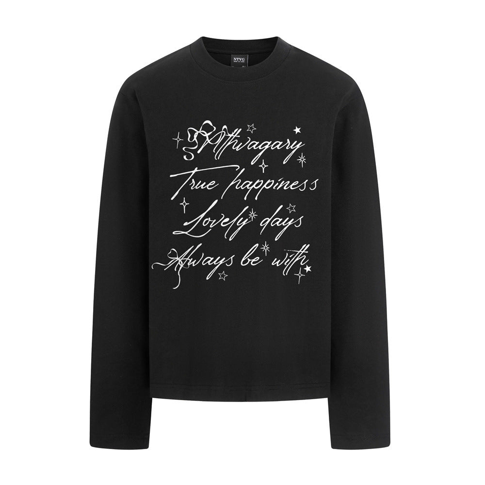 Long Sleeve Graphic Script Print T-Shirt – Oversized Crewneck