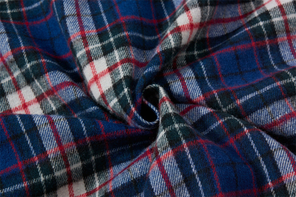Plaid Flannel Overshirt – Relaxed Fit Long Sleeve Button-Up with Star Logo