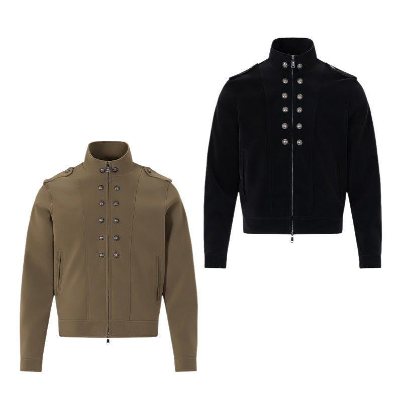 Jacke im Military-Stil mit Stehkragen und zweireihigem Knopfdetail
