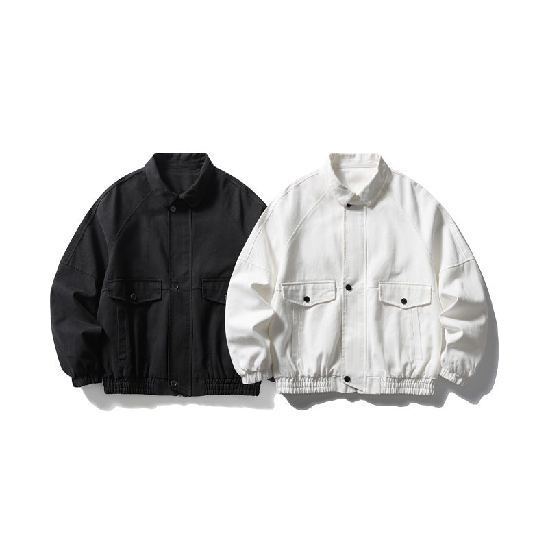 Oversized Workwear Bomber Jacket – Relaxed Fit Button-Up Outerwear