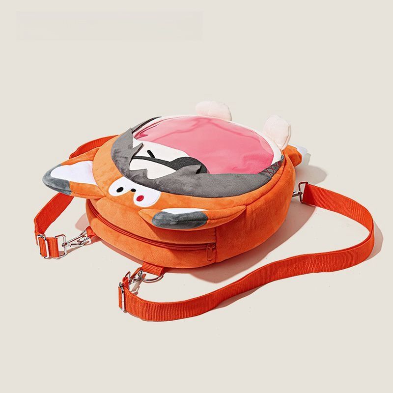 Adorable Fox Plush Shoulder Bag – Fun Original Design with Transparent Mouth Pocket