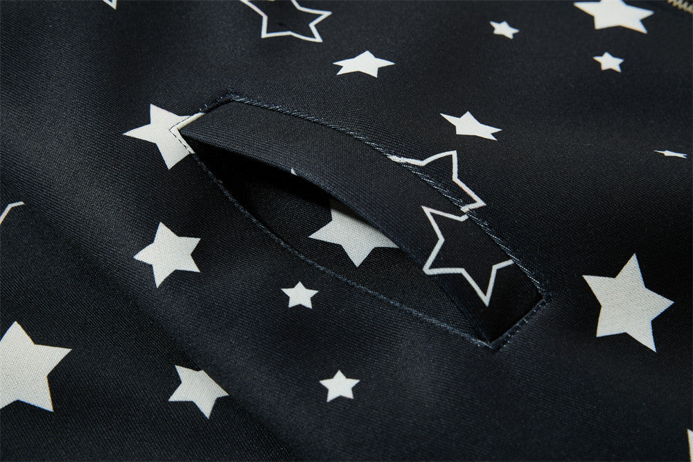 Veste zippée sportive à col montant et imprimé étoiles — Survêtement streetwear oversize