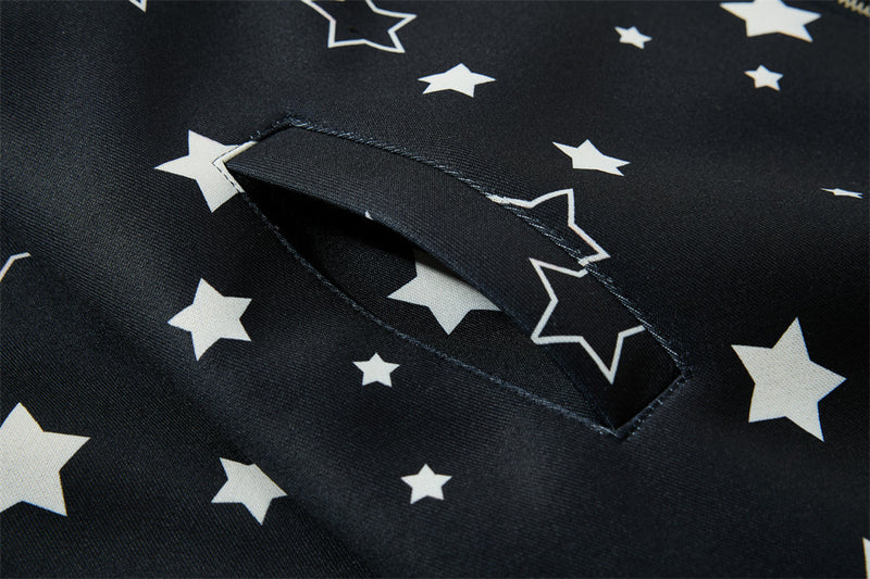 Veste zippée sportive à col montant et imprimé étoiles — Survêtement streetwear oversize