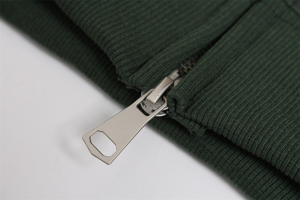 Baggy Zip Up Hoodie with Letter Appliqué — Oversized Streetwear Zip Hoodie