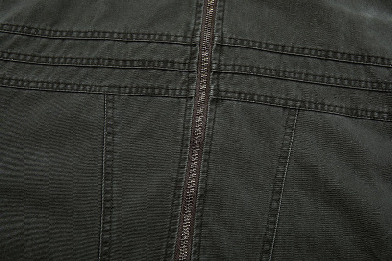 Men's Vintage Washed Moto Zip Jacket – Deconstructed Seam Detroit Style