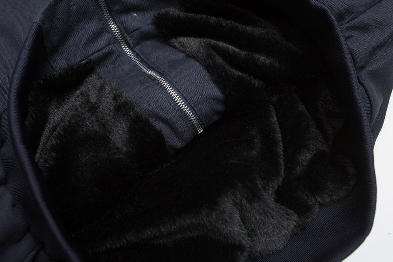 Oversized Hooded Bomber Jacket with Sherpa-Lined Hood & Decorative Buttons