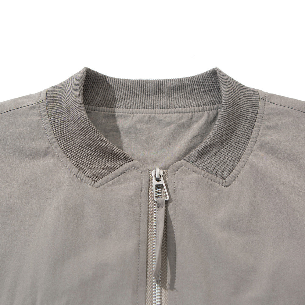 Men's Oversized Stand-Collar Zip-Up Jacket with Drawstring Hem