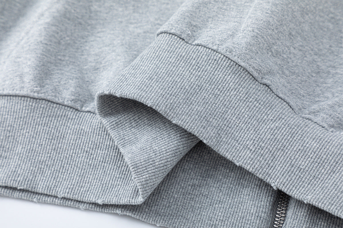 Sweat à capuche zippé drapeau américain usé – Streetwear vintage délavé