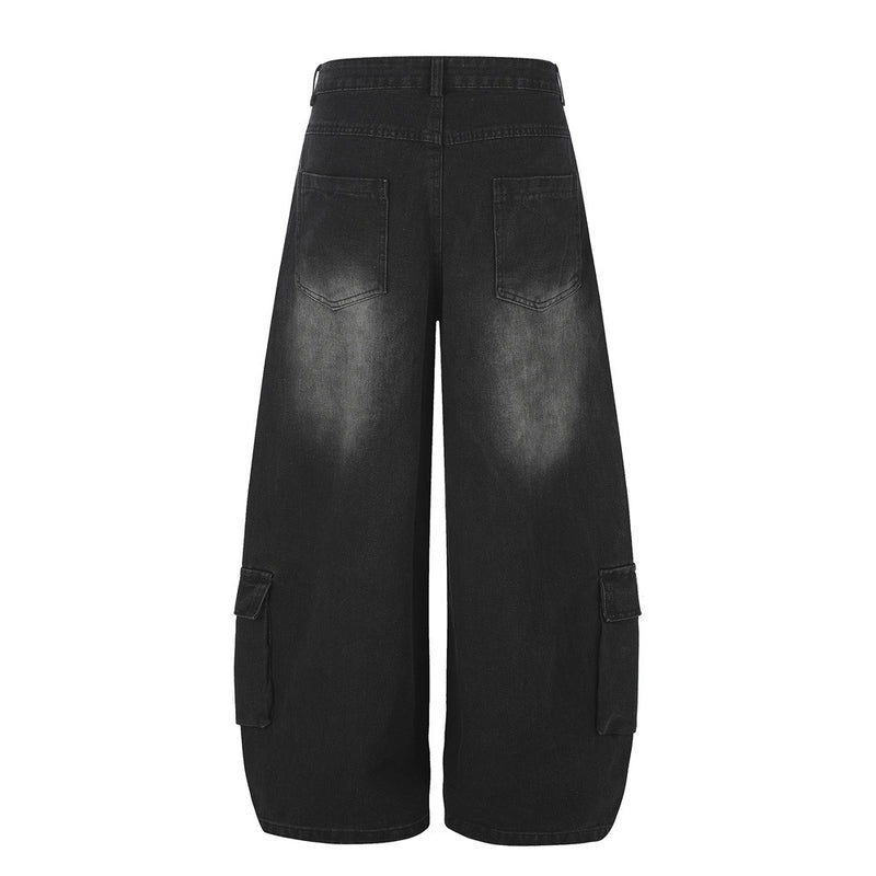 Baggy Cargo Jeans Men – Wide Leg Multi-Pocket Washed Denim