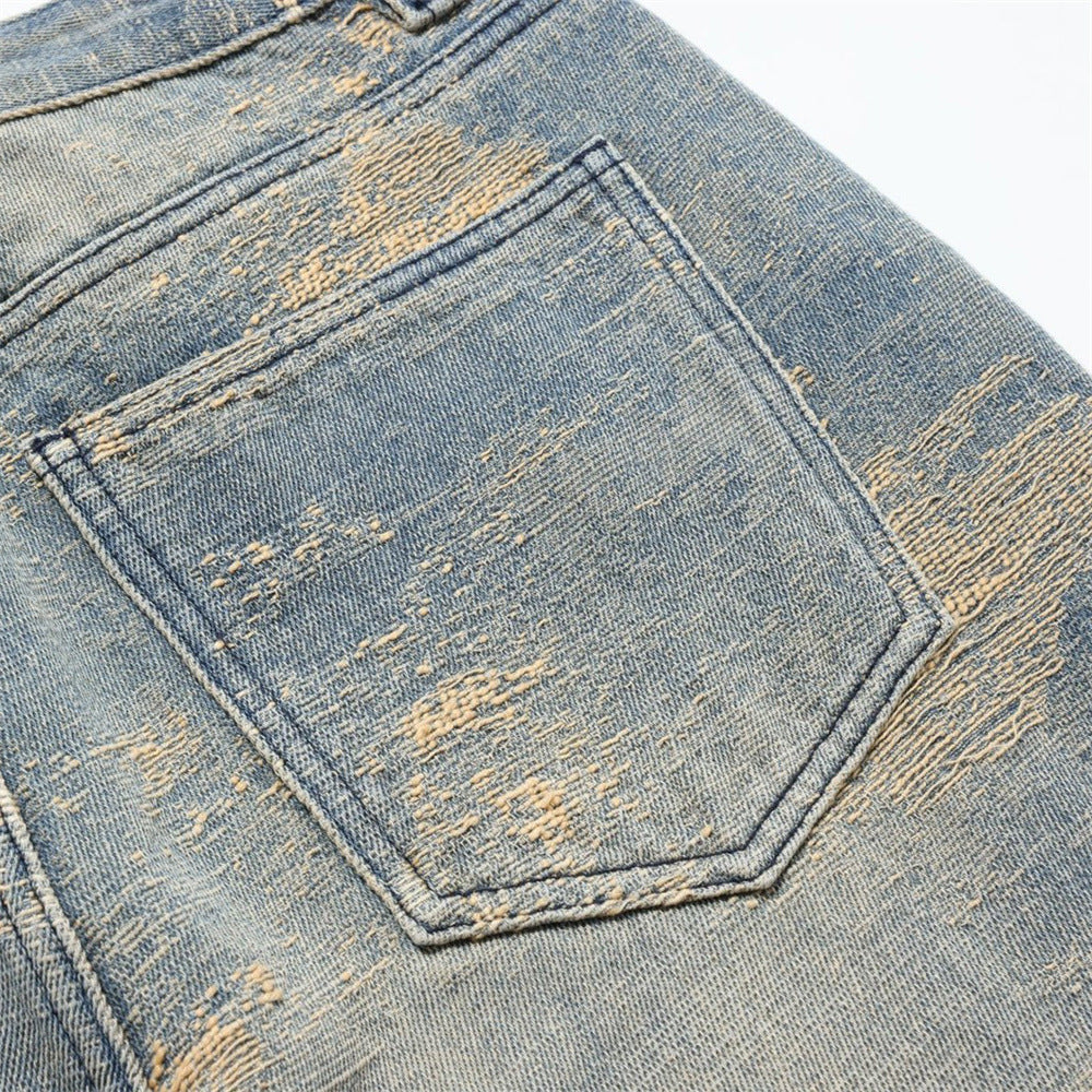 Vintage Baggy Jeans Men – Heavy Distressed Wide-Leg Straight Denim Pants