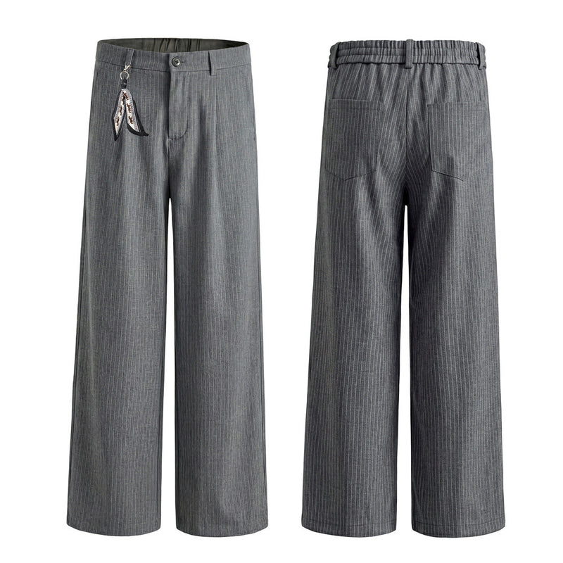 Pantalones de vestir de pierna ancha con raya diplomática – Pantalones plisados de corte recto para hombre