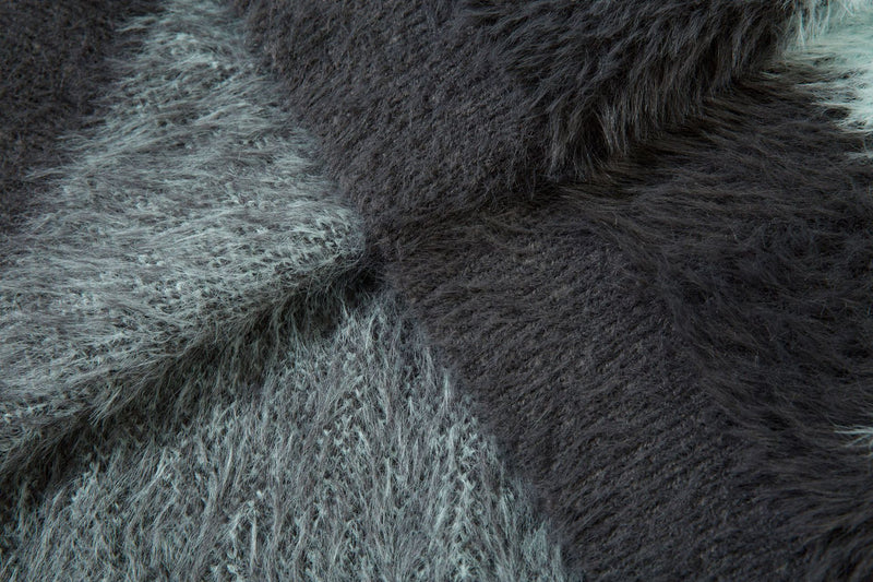 Pull en maille pelucheuse à motif vague abstrait – Modèle oversize
