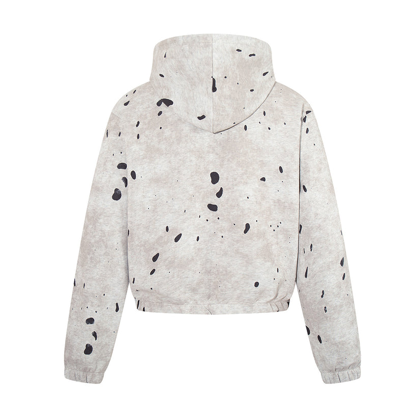 Gray Zip Up Hoodie – Washed Distressed Graffiti Graphic Zip-Front Streetwear