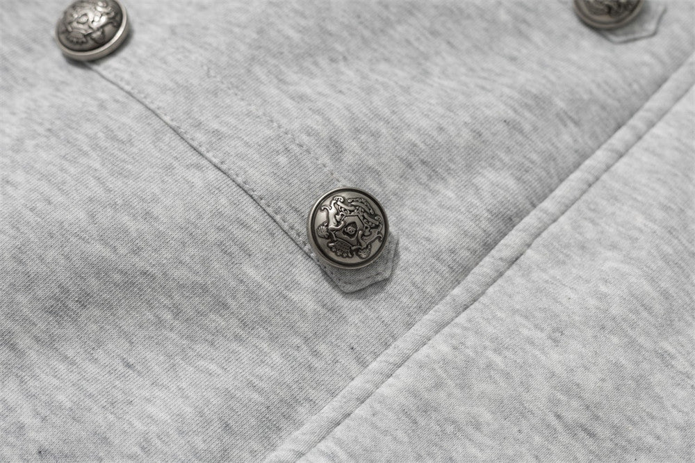 Men's Double-Breasted Stand-Collar Fleece-Lined Jacket