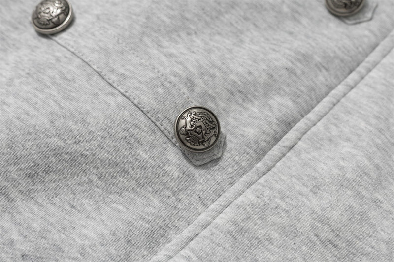Men's Double-Breasted Stand-Collar Fleece-Lined Jacket