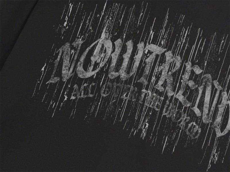 Long Sleeve Tee Gothic Letter Distressed Print Relaxed Fit
