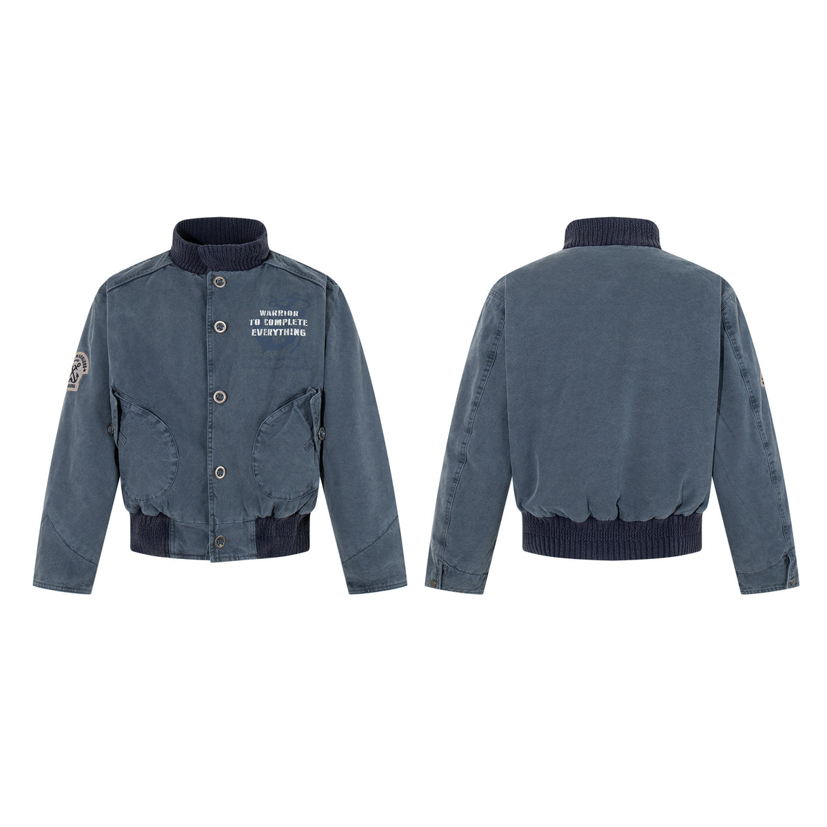 Men's Vintage Washed Bomber Jacket – Padded American Flight Jacket in Blue