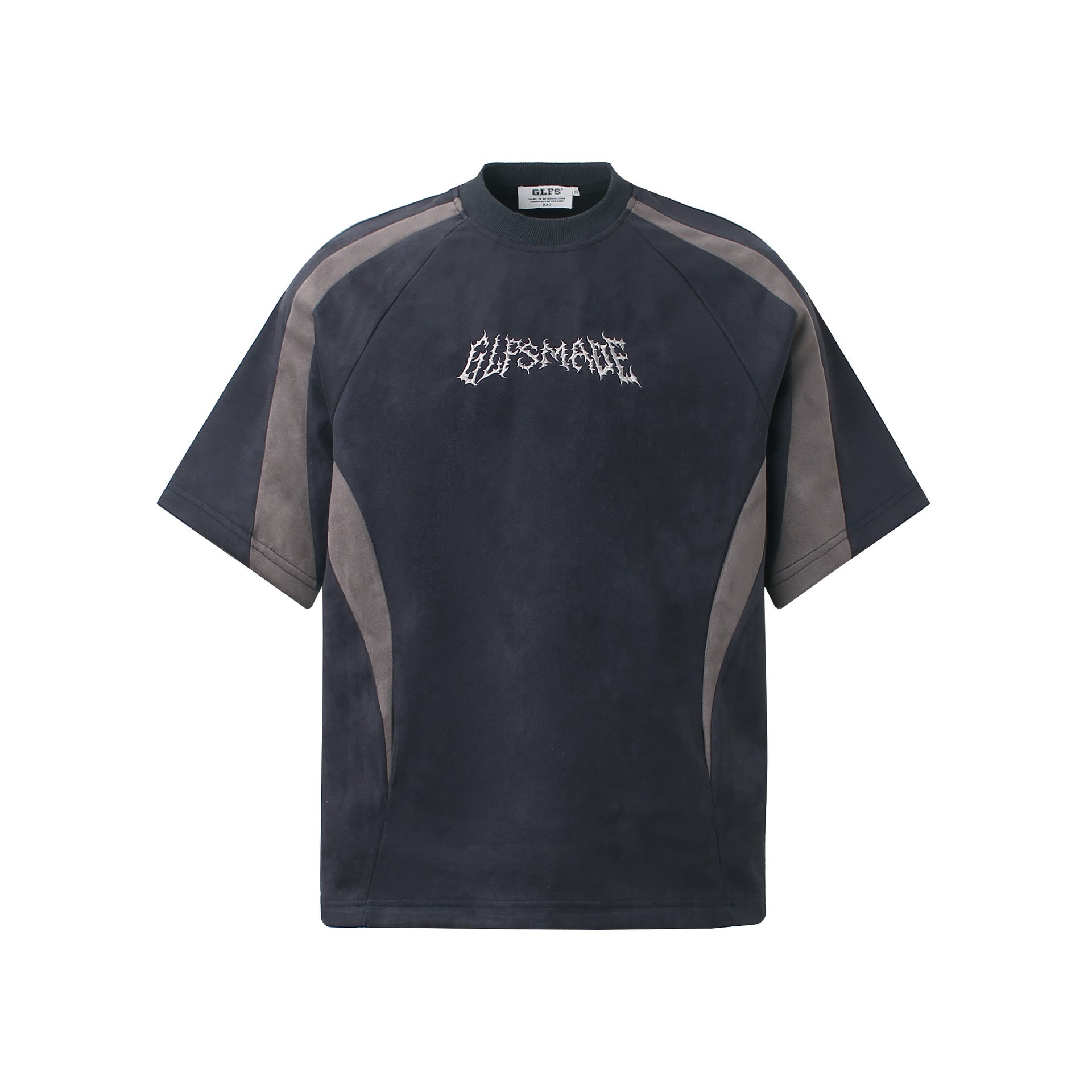 GLFSMADE Colorblock Suede Panel Short Sleeve T-Shirt