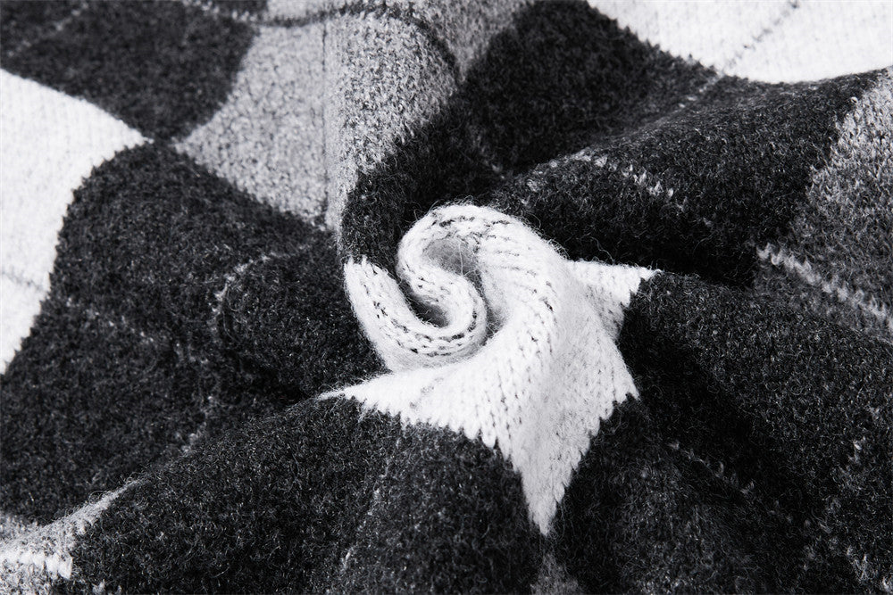 Gilet homme en maille argyle – Coupe oversize boutonnée