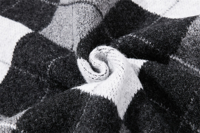 Gilet homme en maille argyle – Coupe oversize boutonnée