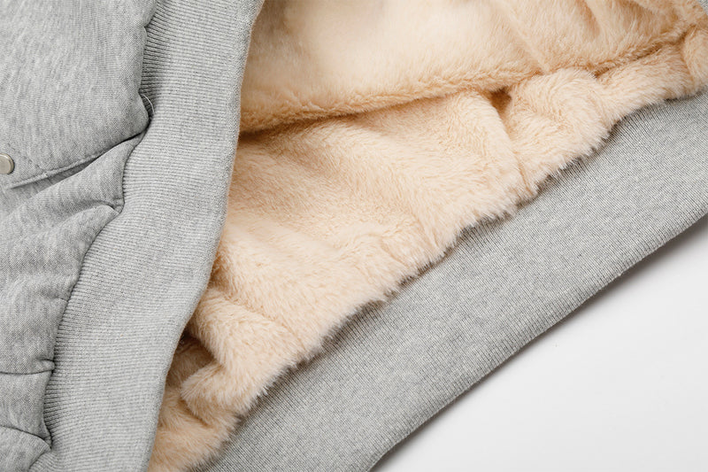 Faux Fur Trim Hooded Zip Jacket with Sherpa Lining & Buckle Detail