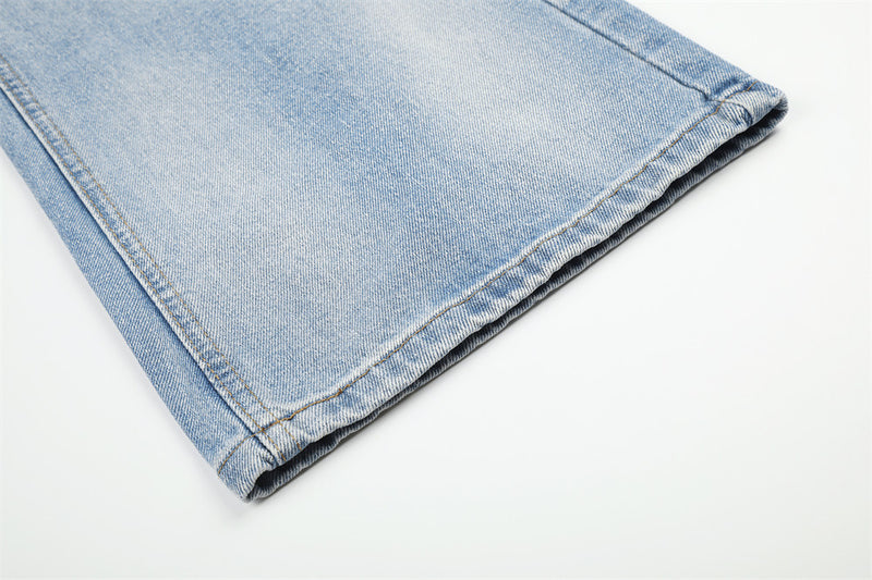 Jeans larges délavés à effet dégradé – Pantalon en denim droit ample pour homme