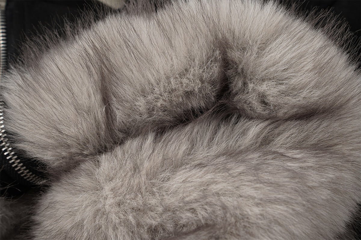 Bomber en suédine avec capuche en fausse fourrure – Manteau d’hiver oversize