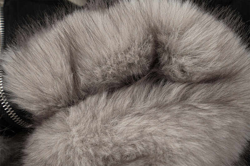 Bomber en suédine avec capuche en fausse fourrure – Manteau d’hiver oversize