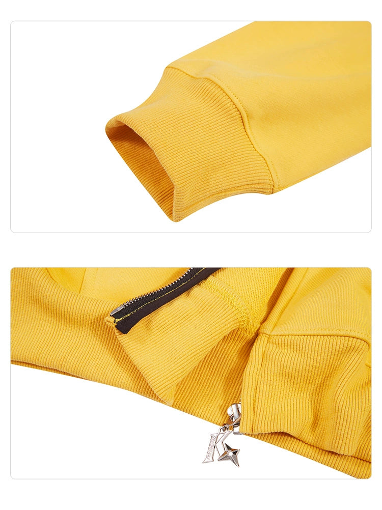 Kawaii Yellow Dog Hoodie - 400GSM Cotton Oversized Zip-Up Hoodie for Anime Streetwear Fans