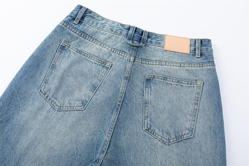 Wide-Leg Jeans – American Vintage Gradient Wash, Distressed Baggy Fit