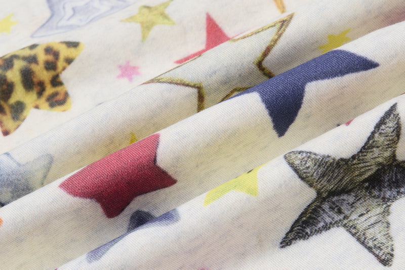 Wide-Leg Baggy Pants – All-Over Colorful Star Print, High Waist