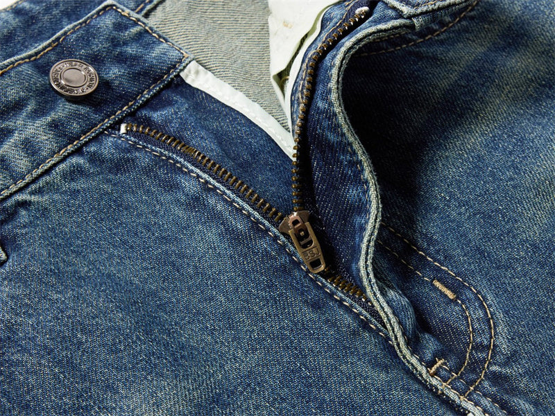 Baggy Wide-Leg Cargo Jeans – Men's Multi-Pocket Distressed Denim