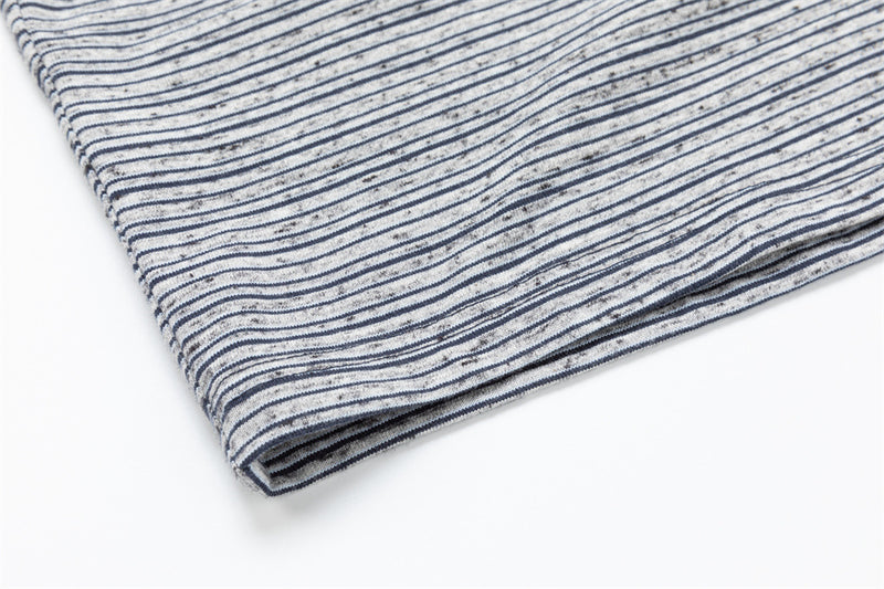 Striped Half-Zip Polo Sweatshirt with Suede Collar & Cuffs