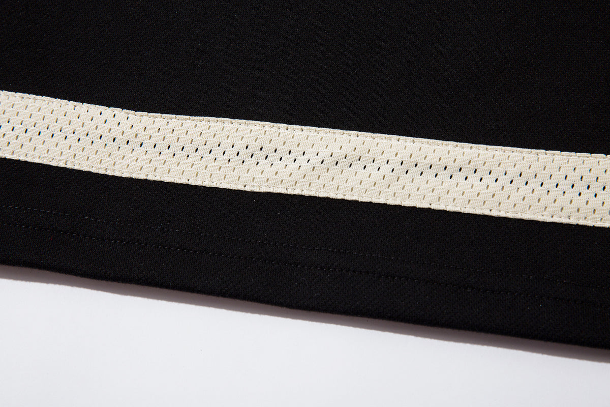 Lace-Up Hockey Jersey Sweatshirt – Colorblock Mesh Panel Pullover